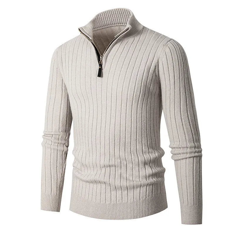 Image of Bernard | Men's Half-Zip Ribbed Sweater