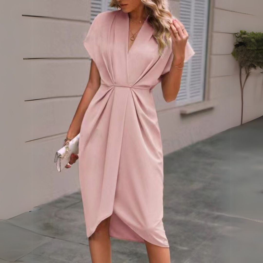 Image of Bernice | Women's V-Neck Wrap Midi Dress