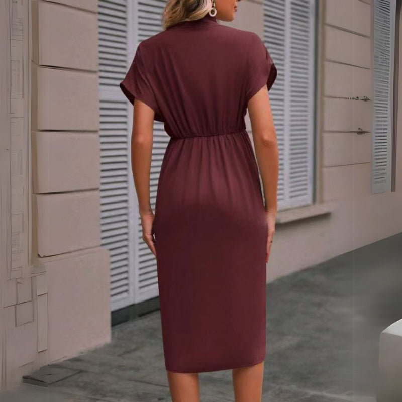 Image of Bernice | Women's V-Neck Wrap Midi Dress