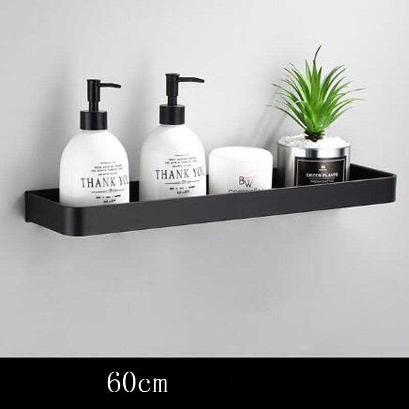 Black Bathroom Rack Made of Space Aluminum for Wall Mounting