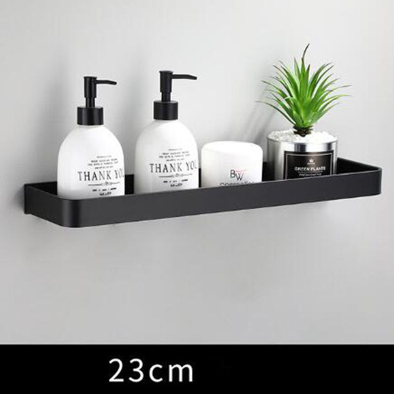 Black Bathroom Rack Made of Space Aluminum for Wall Mounting