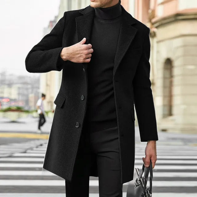 Image of Bobby | Men's Mid-Length Notched Lapel Overcoat