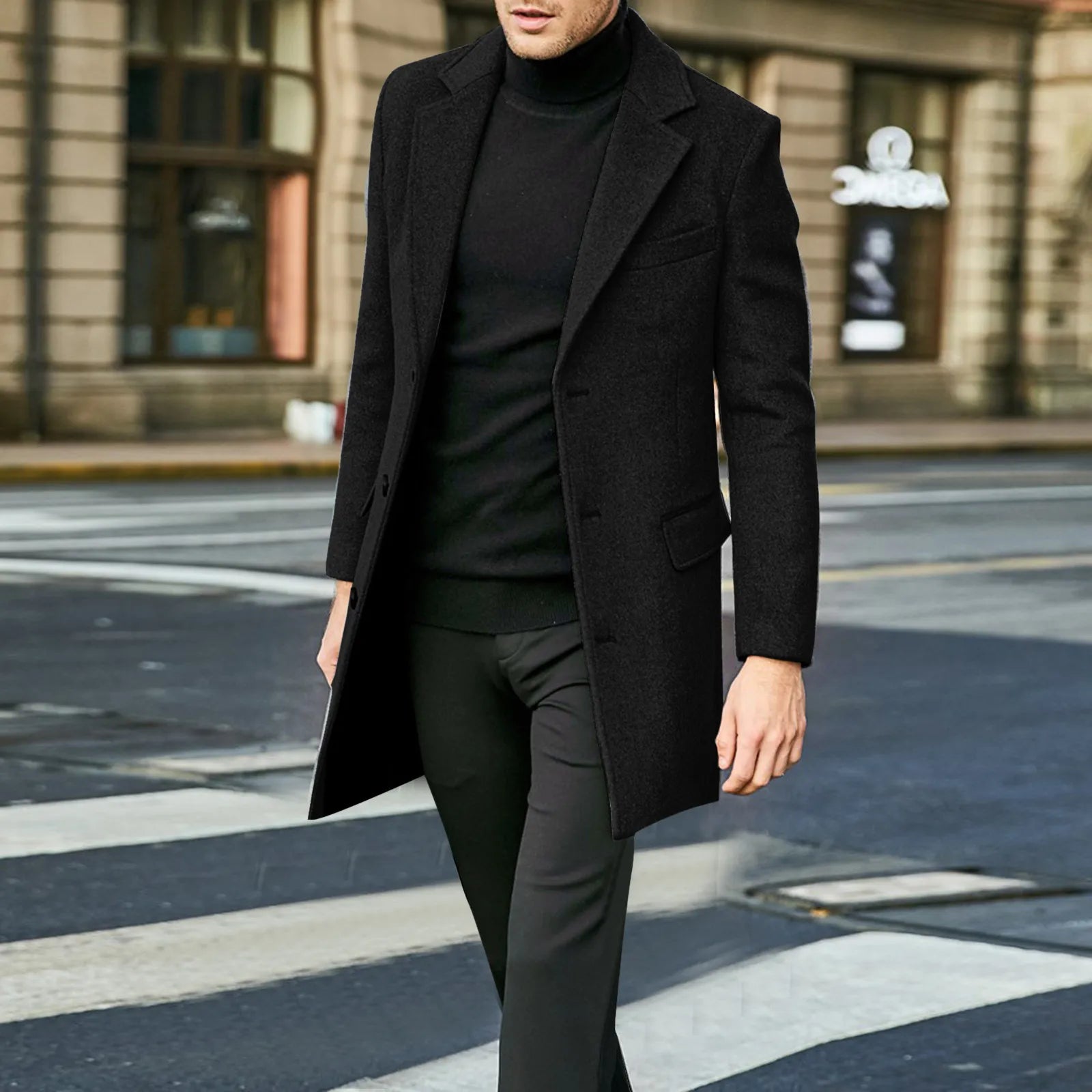 Image of Bobby | Men's Mid-Length Notched Lapel Overcoat