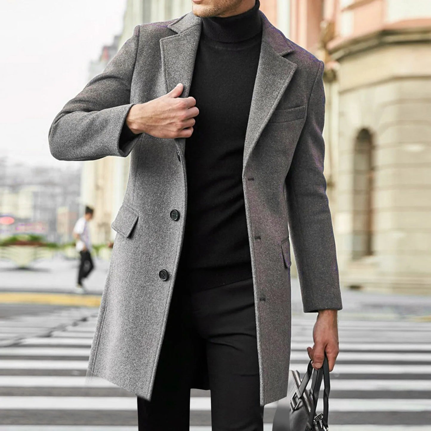 Image of Bobby | Men's Mid-Length Notched Lapel Overcoat