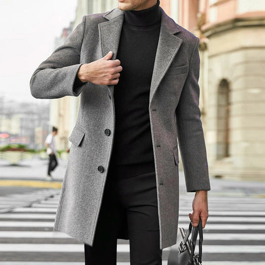 Image of Bobby | Men's Mid-Length Notched Lapel Overcoat