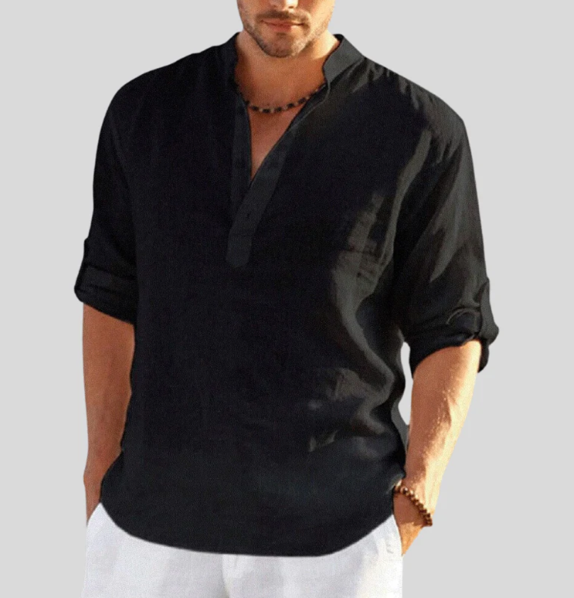 Image of Brad | Men's Long Sleeve Henley Casual Shirt