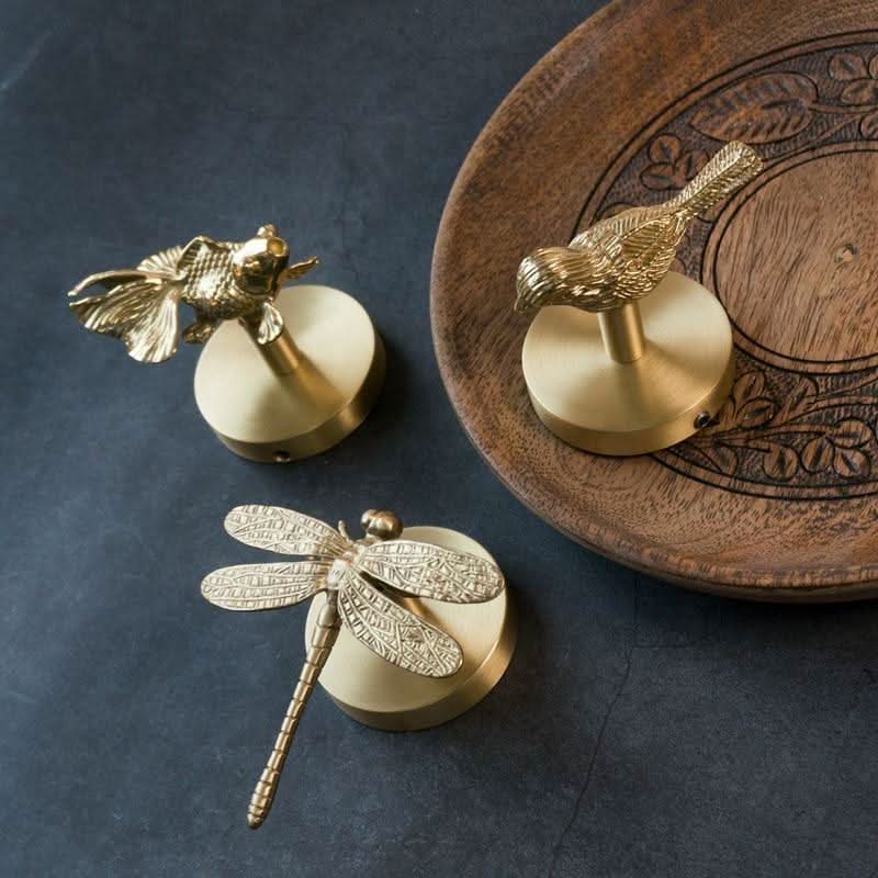 Brass Animal Wall Hook Rack with Gold Accents