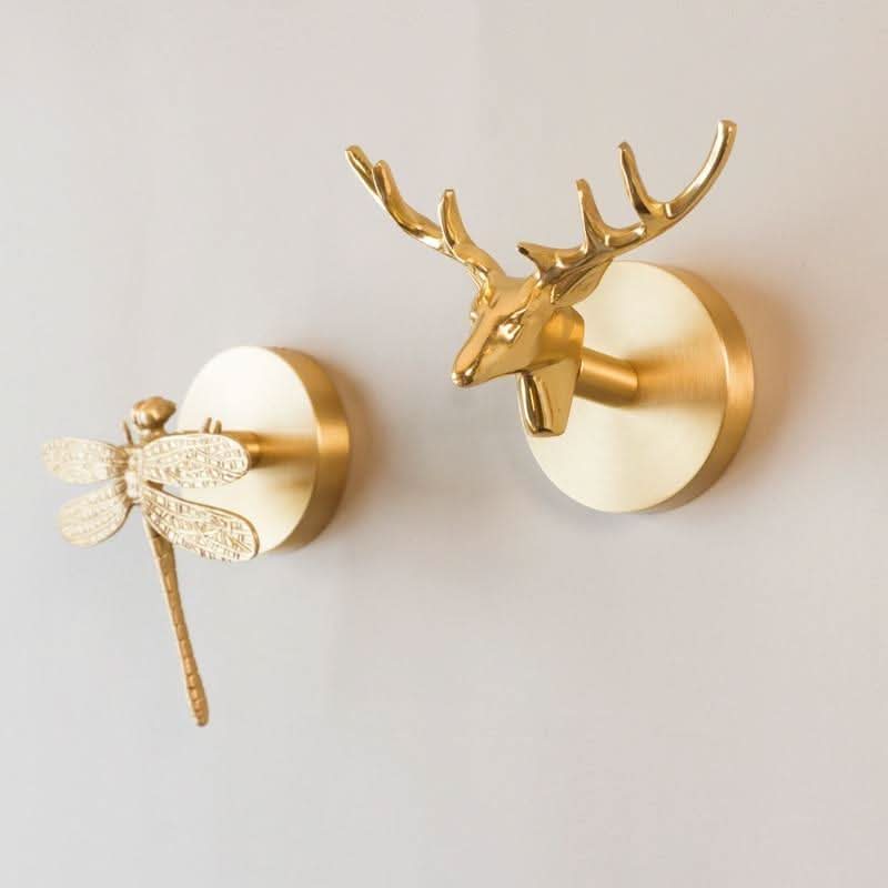 Brass Animal Wall Hook Rack with Gold Accents