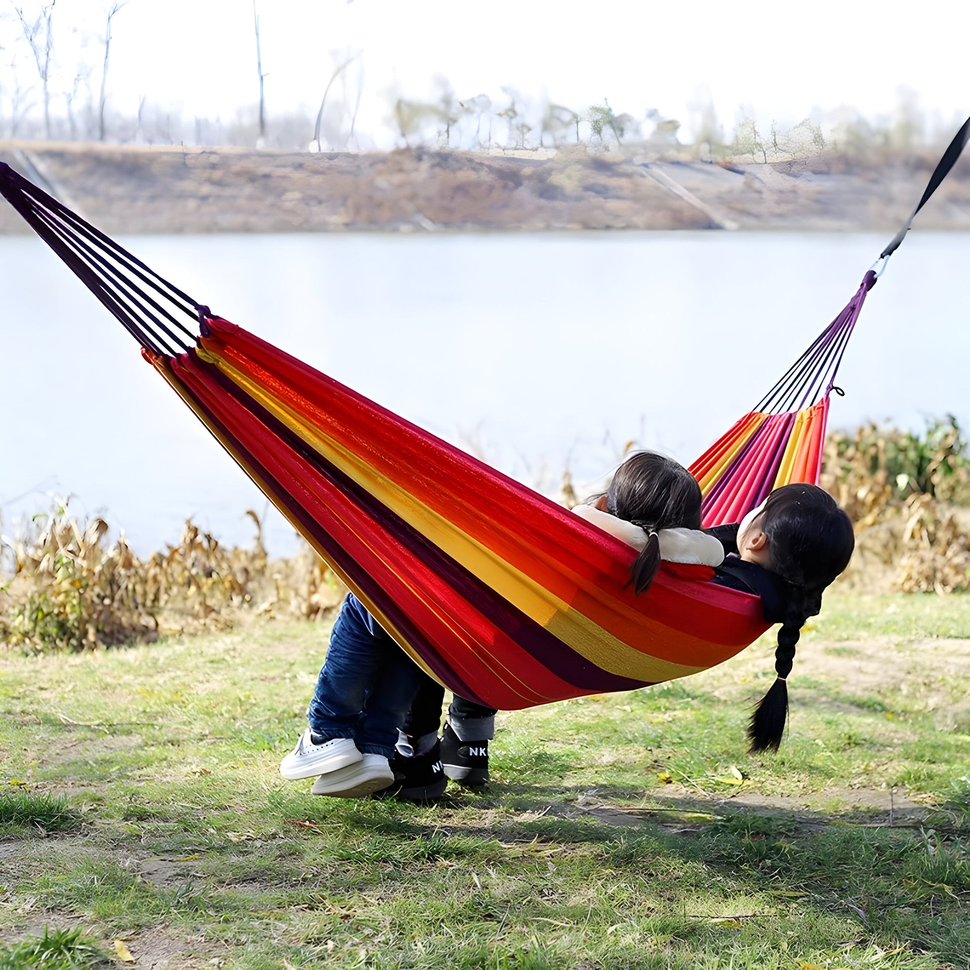 Breathable Striped Hammock | Quick Setup