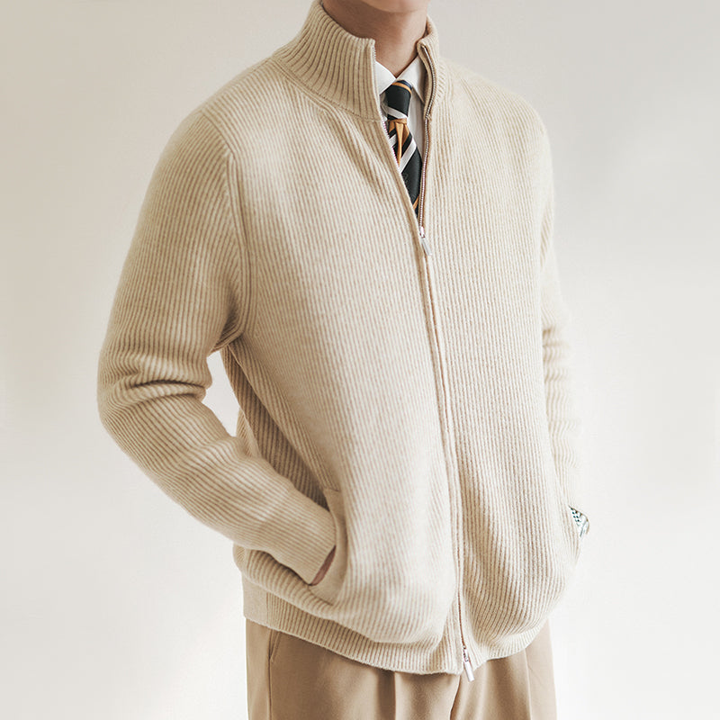 Image of Bryan | Men's Zip-Up Ribbed Knit Cardigan
