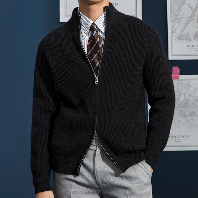 Image of Bryan | Men's Zip-Up Ribbed Knit Cardigan