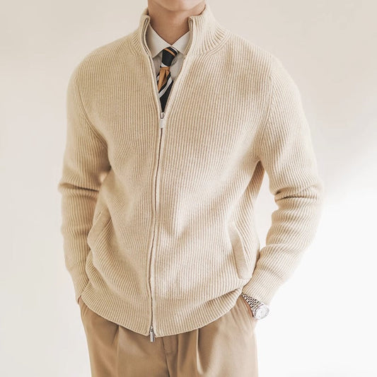 Image of Bryan | Men's Zip-Up Ribbed Knit Cardigan