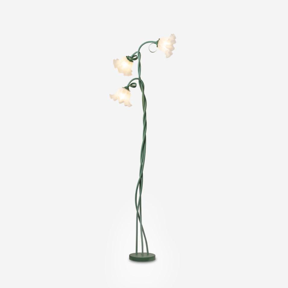 Calla Flowers LED Floor Lamp with Matte Green Finish