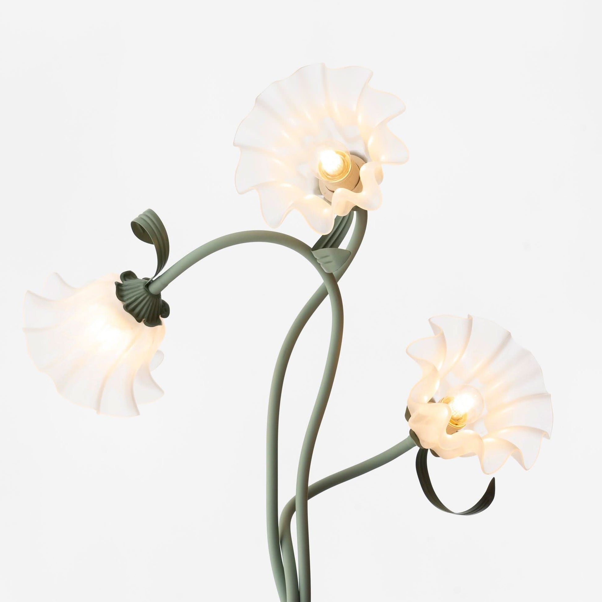 Calla Flowers LED Floor Lamp with Matte Green Finish