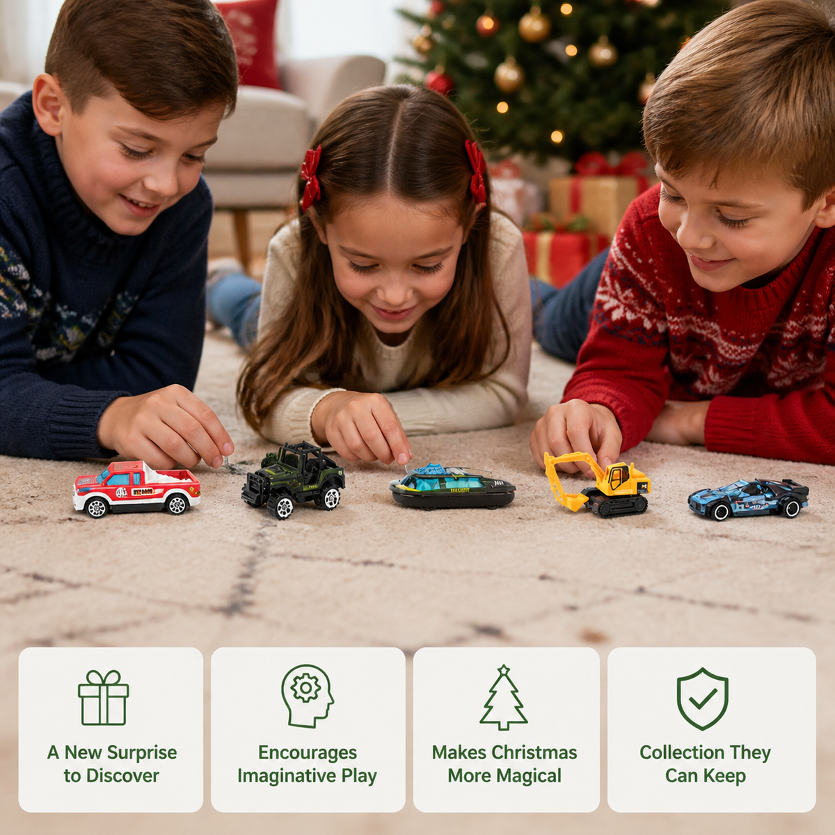 Car Advent Calendar for Kids – 24 Die-Cast Toy Cars for Christmas