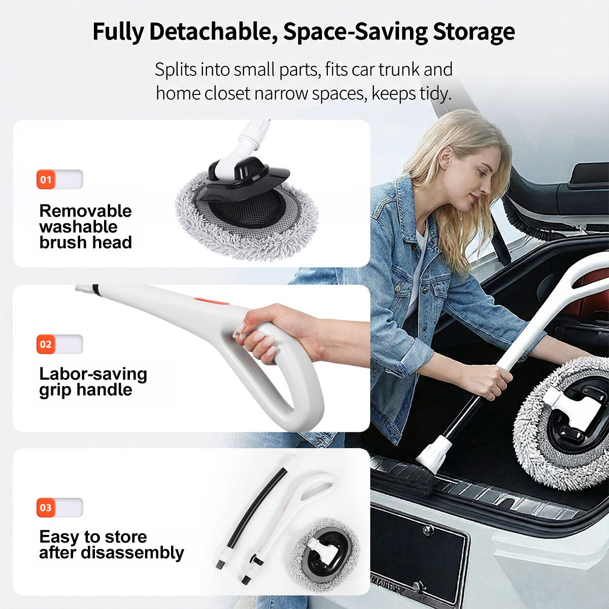 Car Wash Mop Kit with Ergonomic Handle