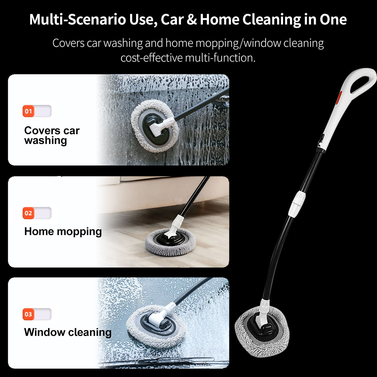 Car Wash Mop Kit with Ergonomic Handle
