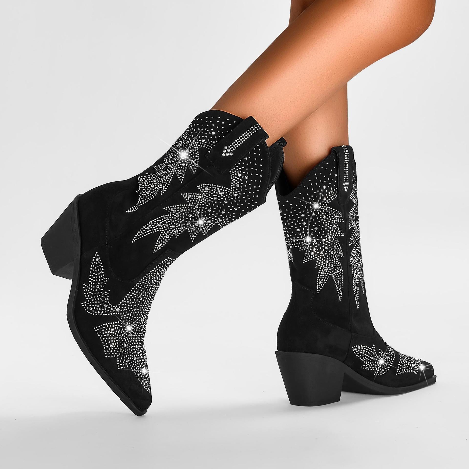 Image of Carol | Women's Embellished Mid Calf Boots