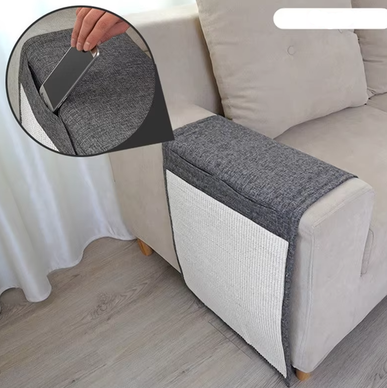 Cat-Friendly Sofa Scratch Protector with Sisal Armrest Mat