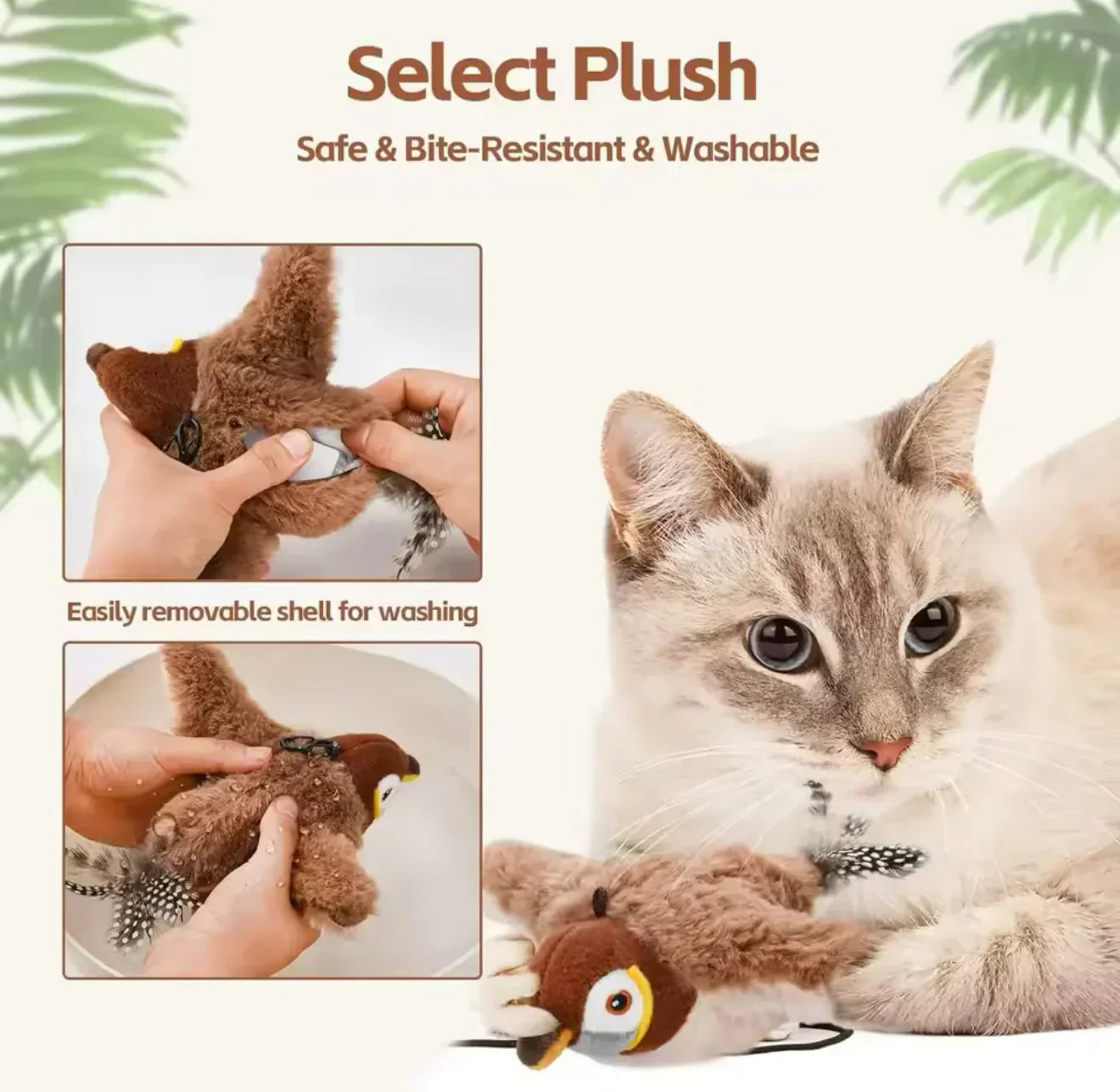 Catfri® FlappyBird: Interactive Sparrow Bird Toy for Cats
