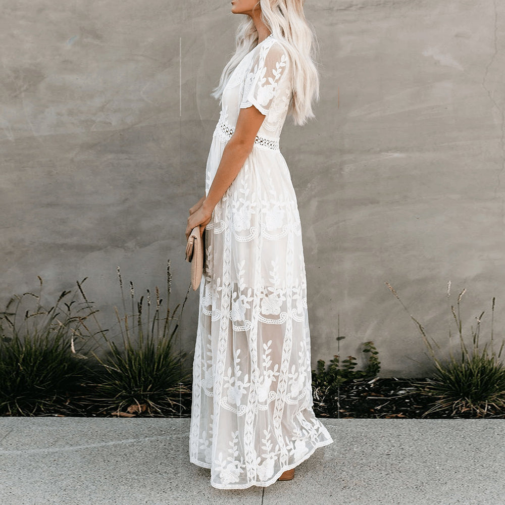 Image of Catherine | Women's V-Neck Maxi Dress