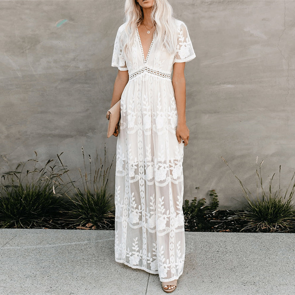 Image of Catherine | Women's V-Neck Maxi Dress