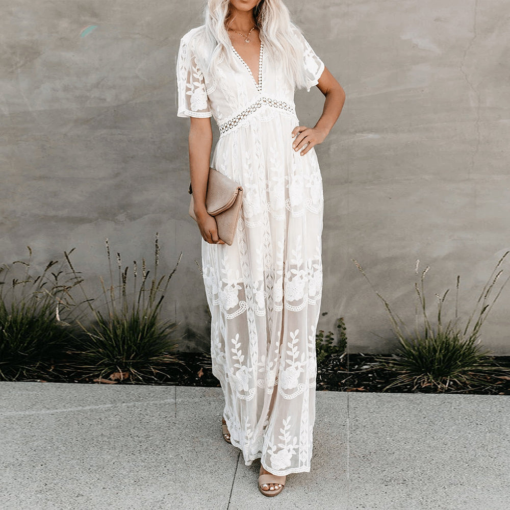 Image of Catherine | Women's V-Neck Maxi Dress
