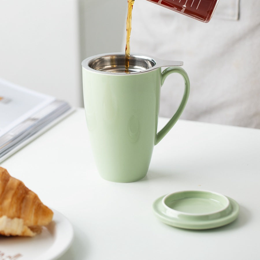 Ceramic Coffee Mug with Tea Strainer