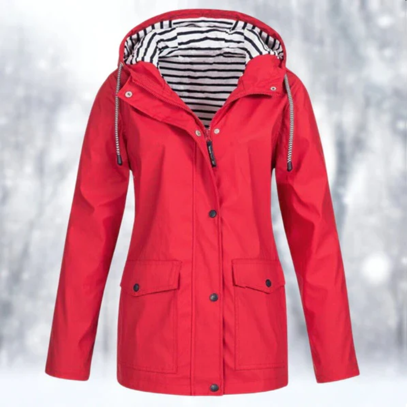 Image of Charlene | Women's Hooded Raincoat Button Front Coat