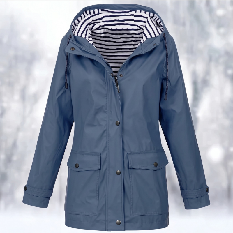 Charlene | Women's Hooded Raincoat Button Front Coat - Image 1