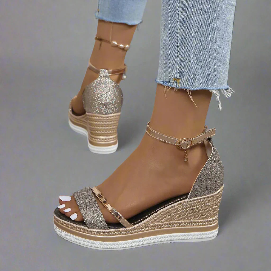 Image of Charlotte | Women's Ankle Strap Platform Wedge Sandals