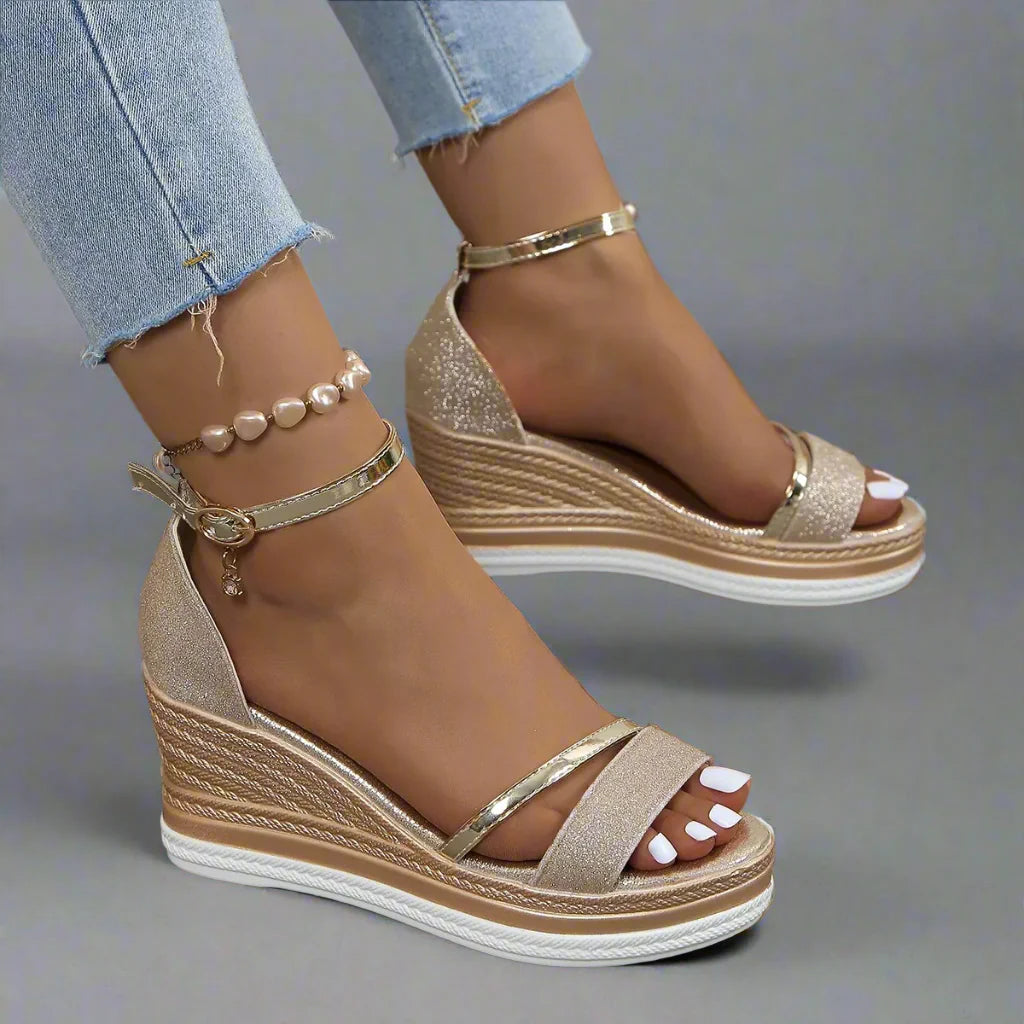 Image of Charlotte | Women's Ankle Strap Platform Wedge Sandals