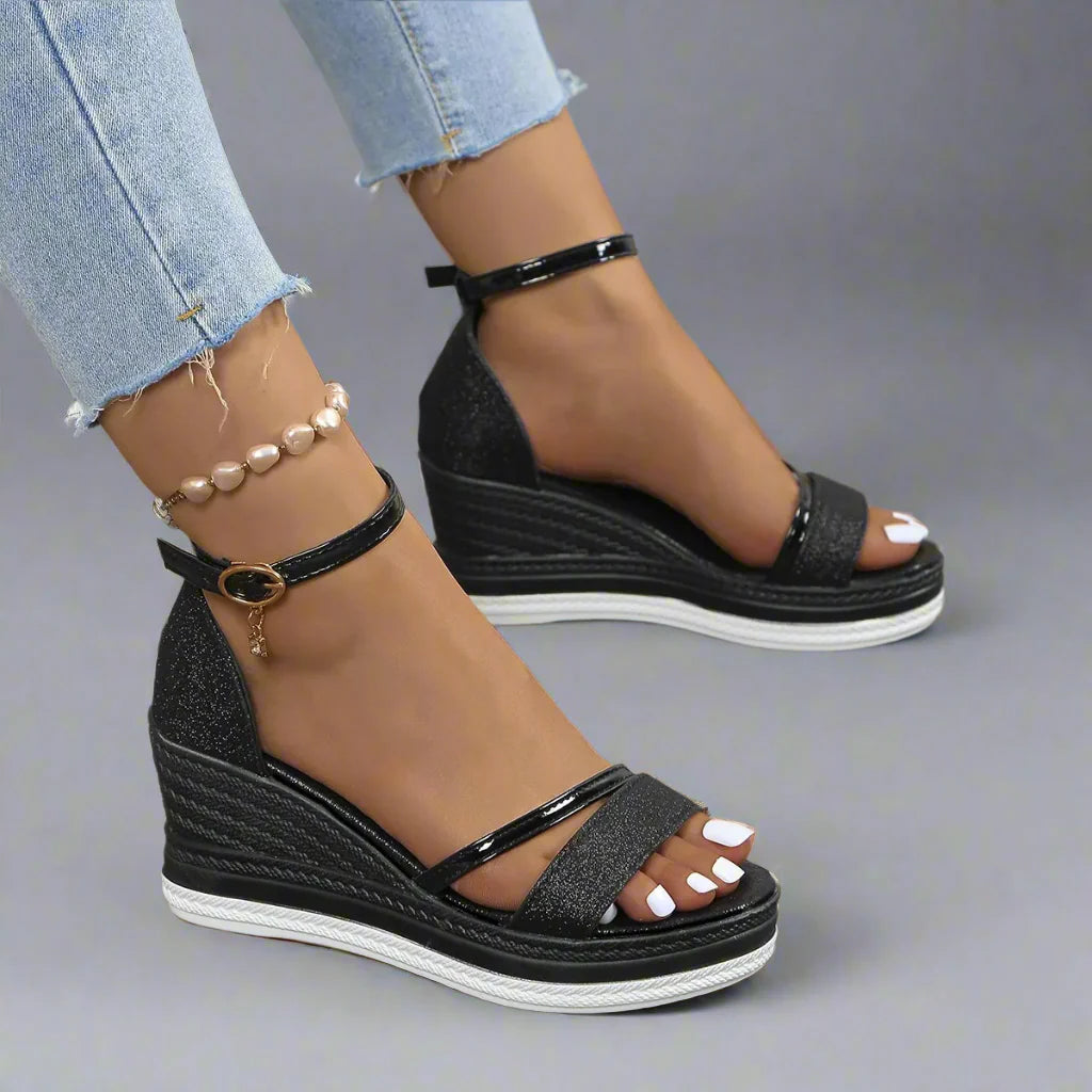 Image of Charlotte | Women's Ankle Strap Platform Wedge Sandals