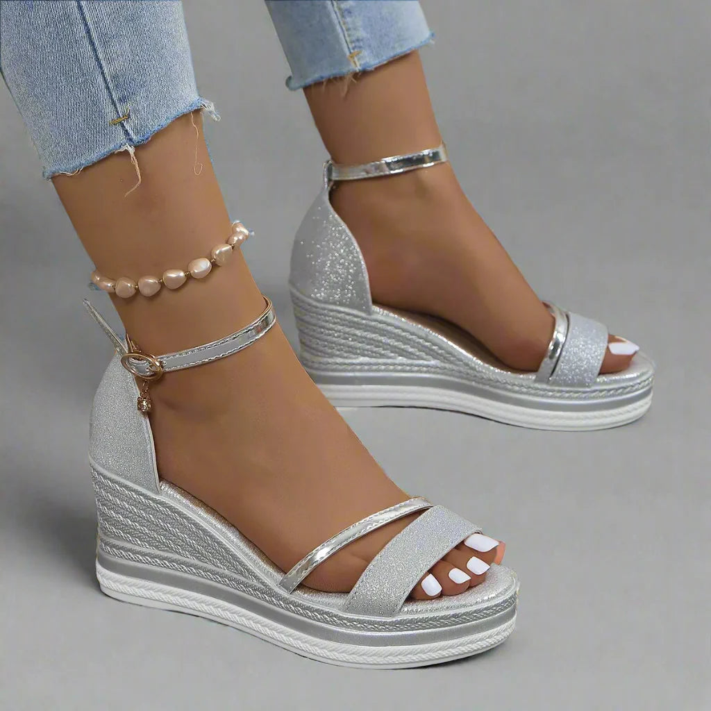 Image of Charlotte | Women's Ankle Strap Platform Wedge Sandals
