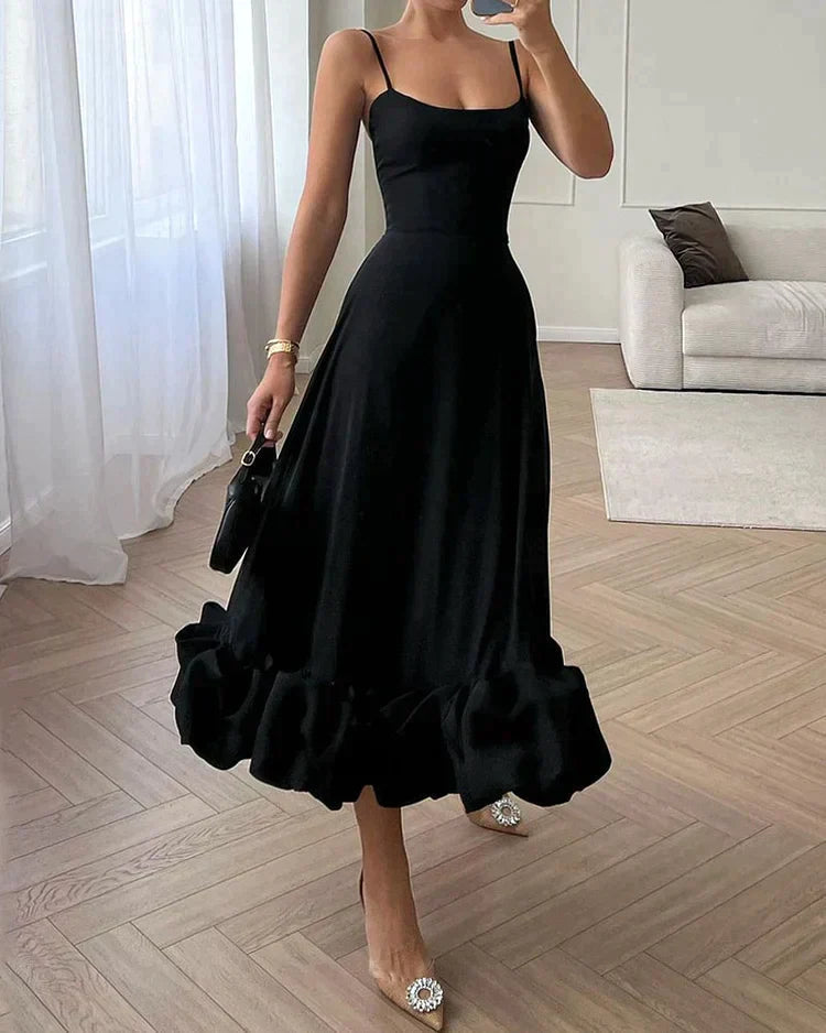 Image of Christina | Women's Spaghetti Strap A-Line Midi Dress
