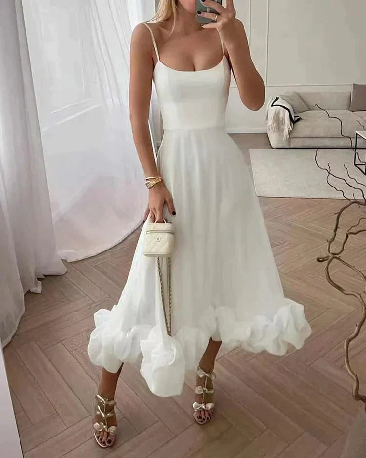 Image of Christina | Women's Spaghetti Strap A-Line Midi Dress