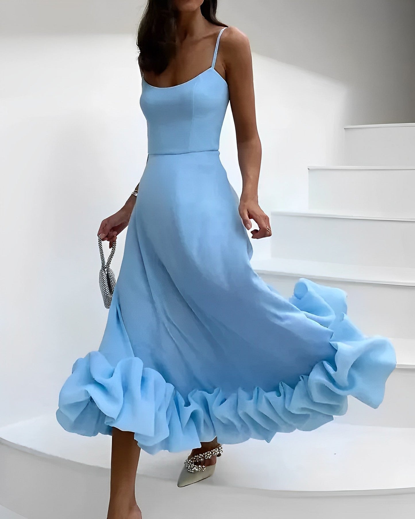 Image of Christina | Women's Spaghetti Strap A-Line Midi Dress