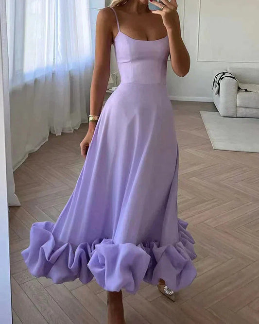 Image of Christina | Women's Spaghetti Strap A-Line Midi Dress