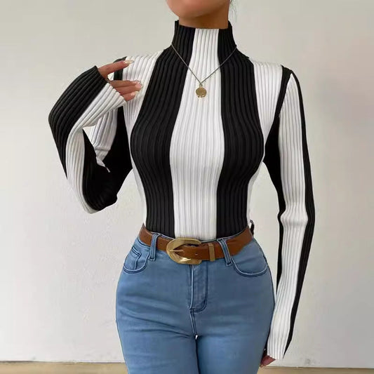Image of Christine | Women's Fitted Vertical Striped Sweater