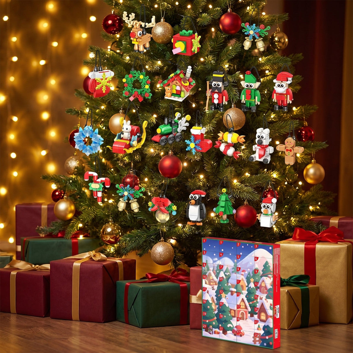 Build-Your-Own Christmas Ornament Advent Calendar, 24 Brick Ornaments, 700 Pieces