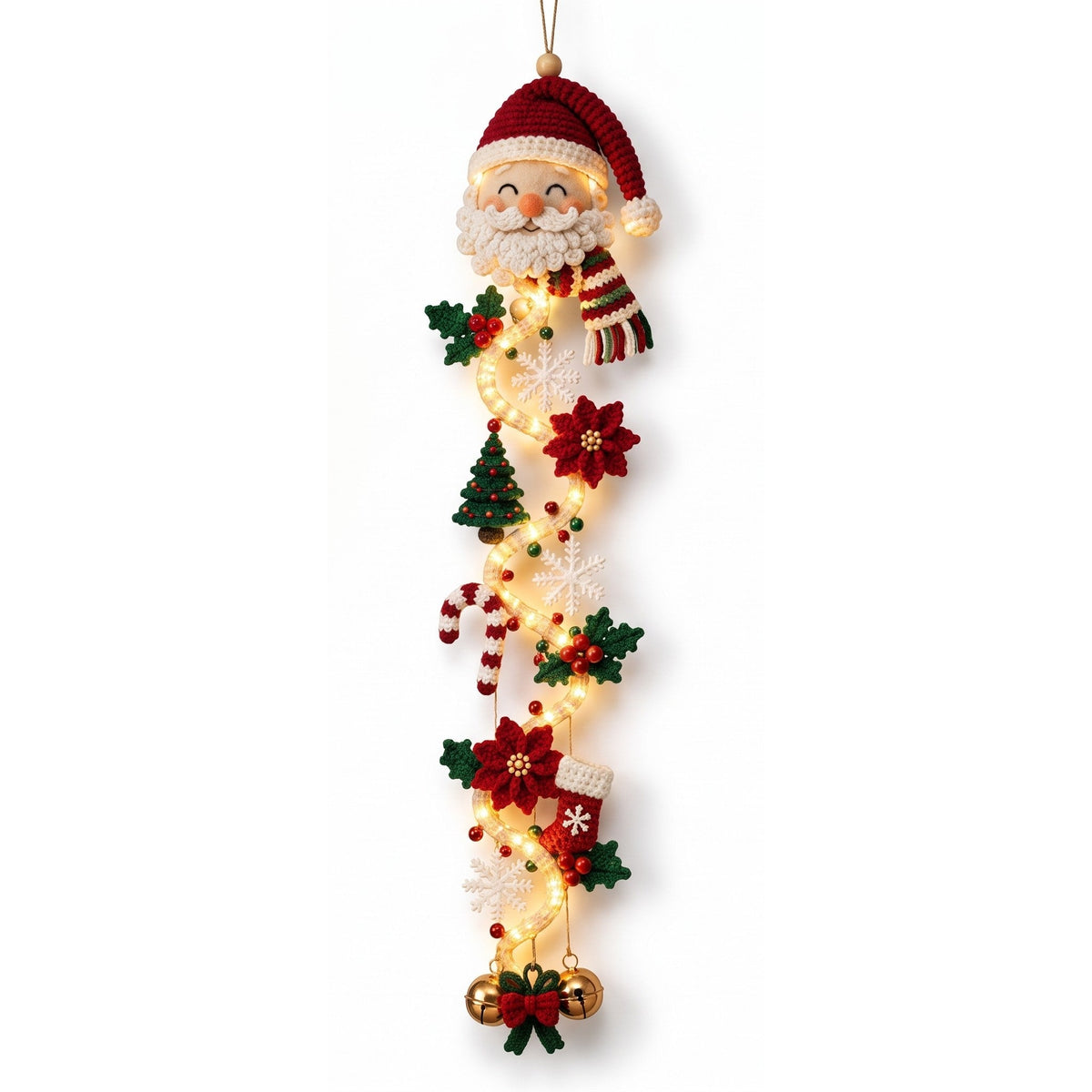 Christmas Decoration - Lighted Door Hanger with Warm Glow LEDs