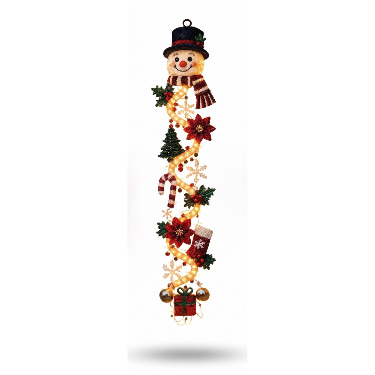 Christmas Decoration - Lighted Door Hanger with Warm Glow LEDs
