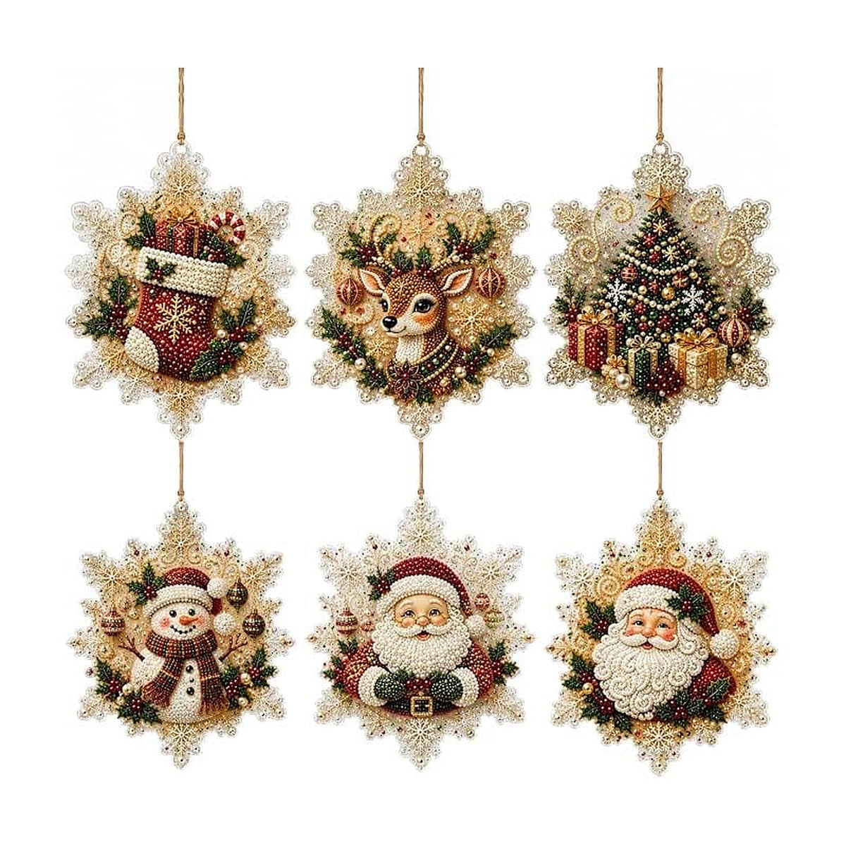Christmas Diamond Painting - DIY Wooden Christmas Ornaments with Rhinestones