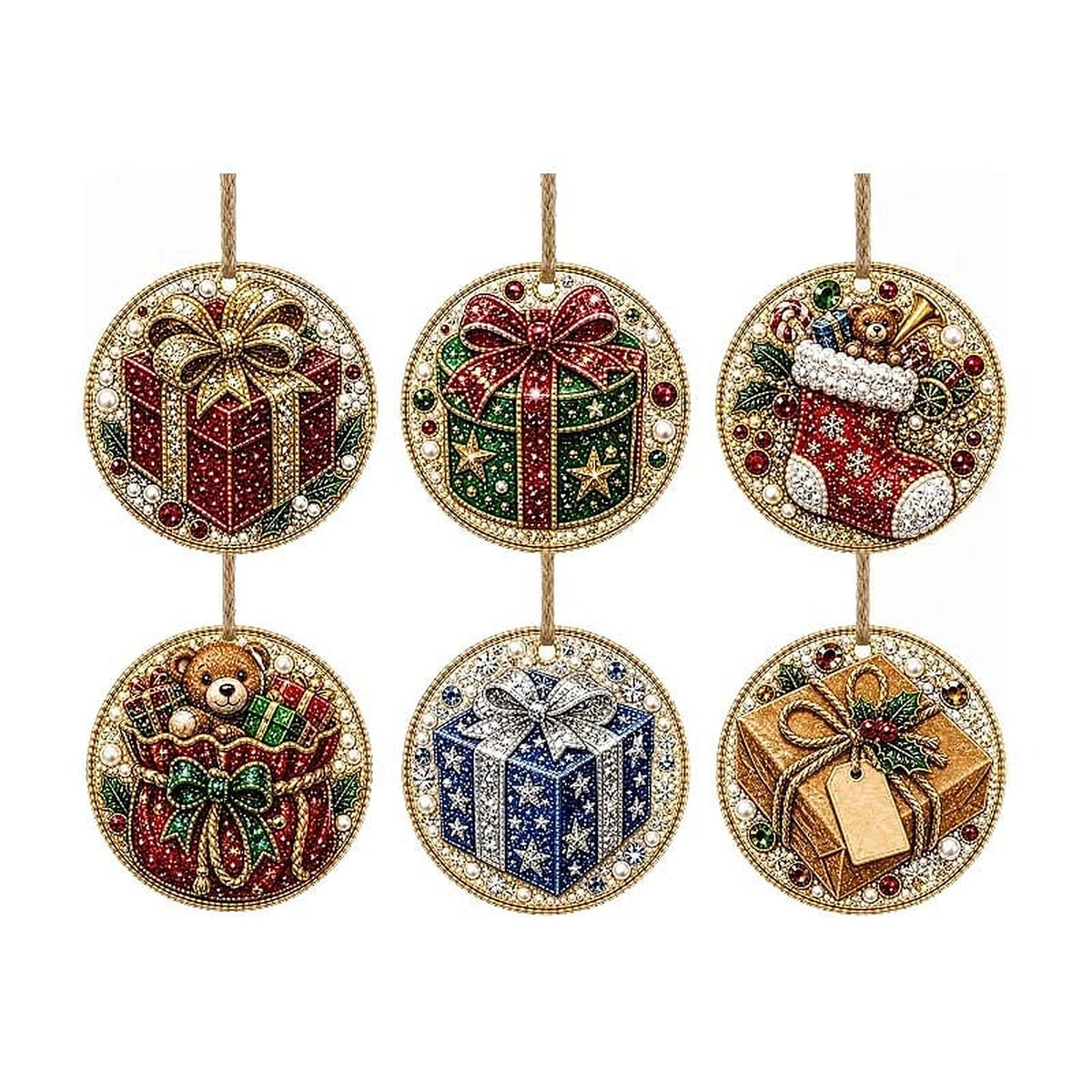 Christmas Diamond Painting - DIY Wooden Christmas Ornaments with Rhinestones