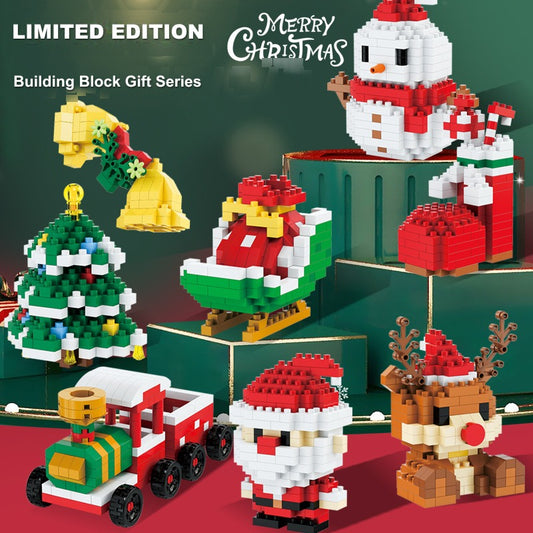Christmas Figure Building Blocks – Small Brick Holiday Kit with Gift Box