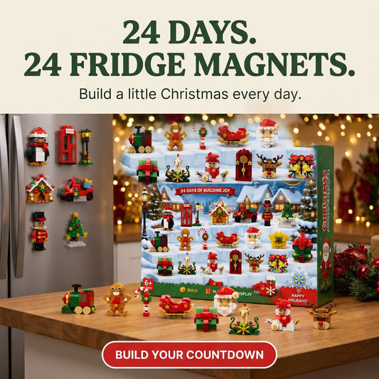 24-Day Christmas Fridge Magnet Advent Calendar, Mini Brick Builds