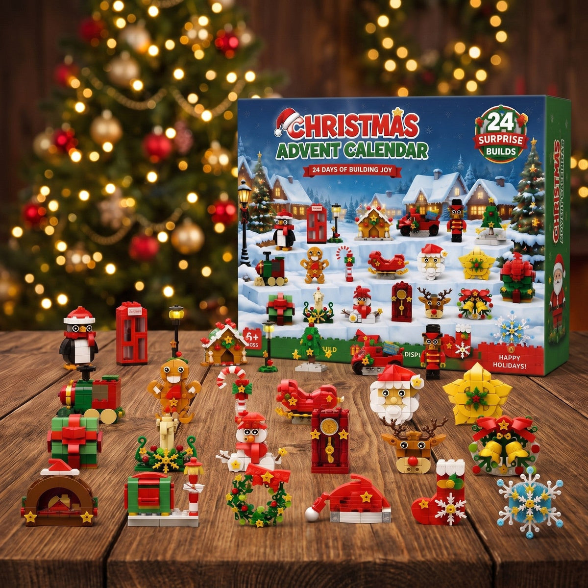 24-Day Christmas Fridge Magnet Advent Calendar, Mini Brick Builds