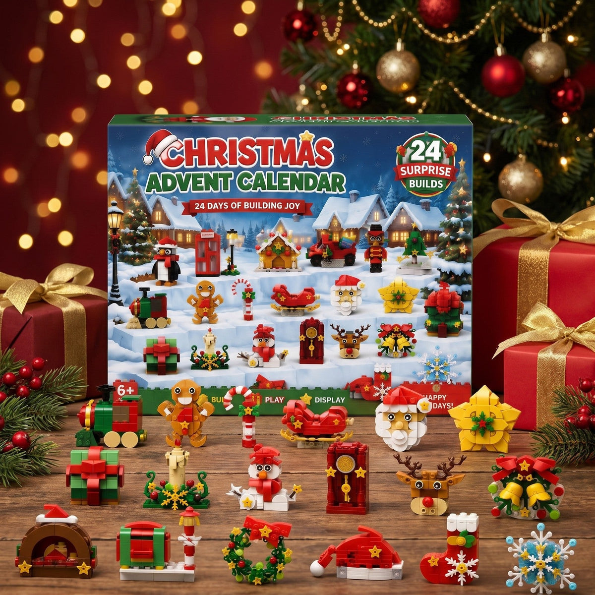 24-Day Christmas Fridge Magnet Advent Calendar, Mini Brick Builds