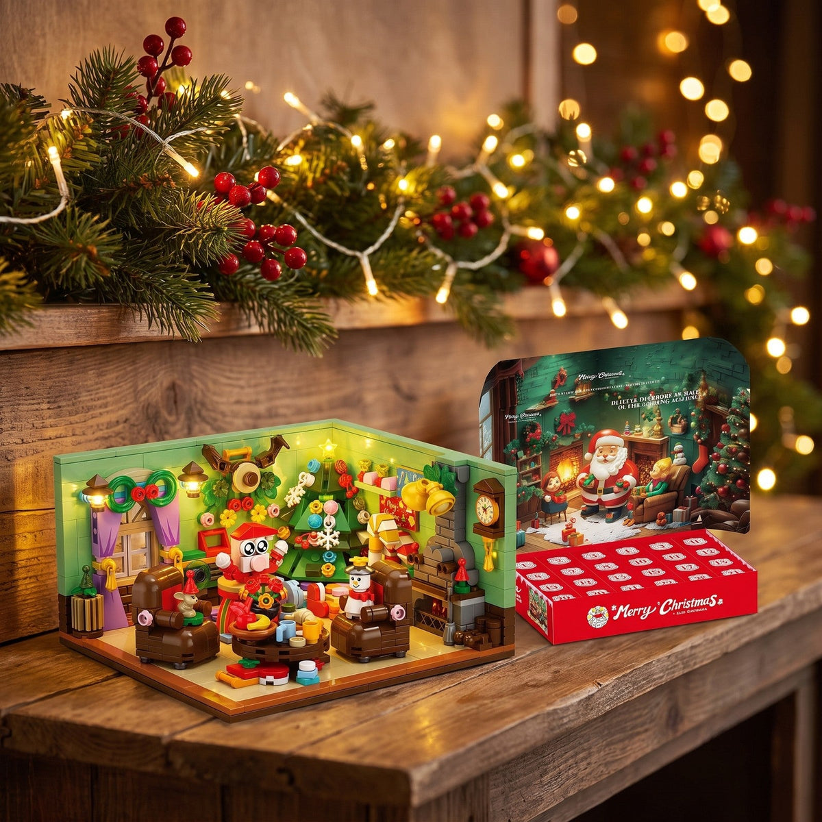 Santa's Living Room Brick Advent Calendar, 669 Pieces, 24 Mini Boxes