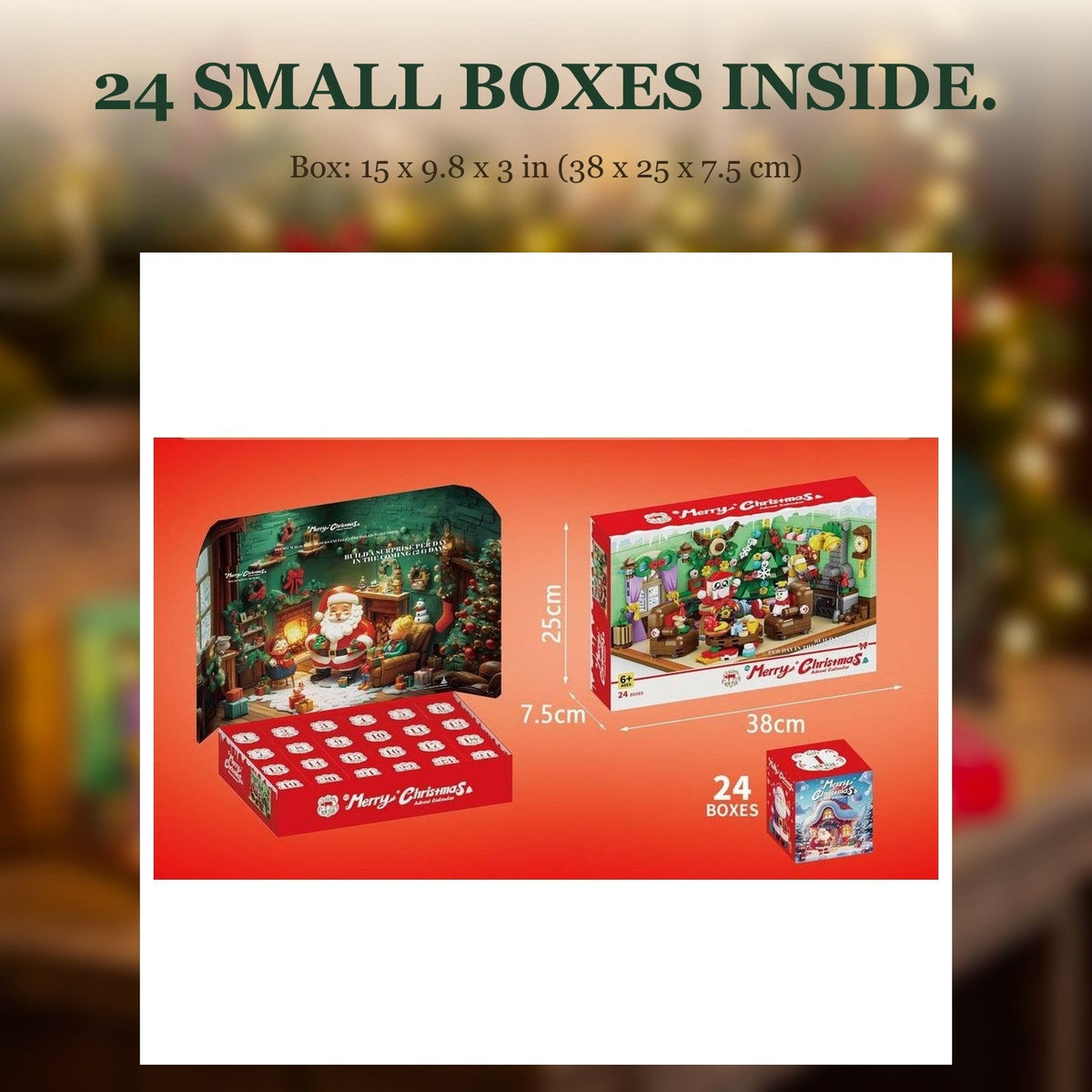 Santa's Living Room Brick Advent Calendar, 669 Pieces, 24 Mini Boxes